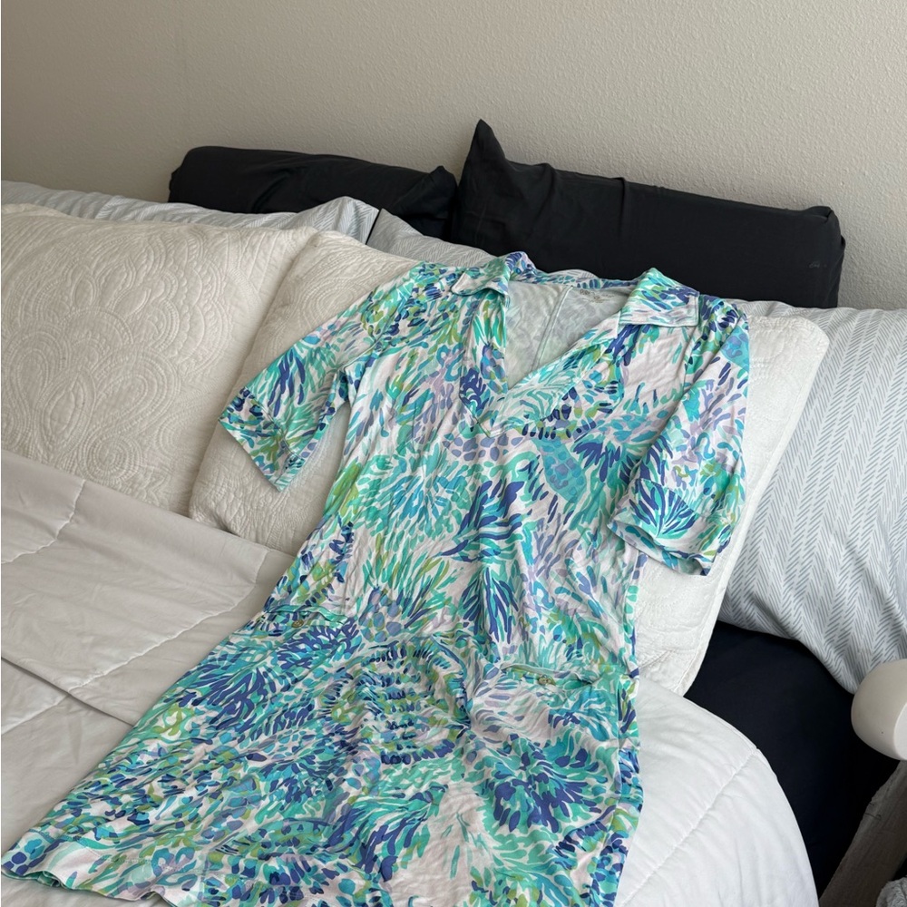 Lilly Pulitzer Blue and Green Floral Dress